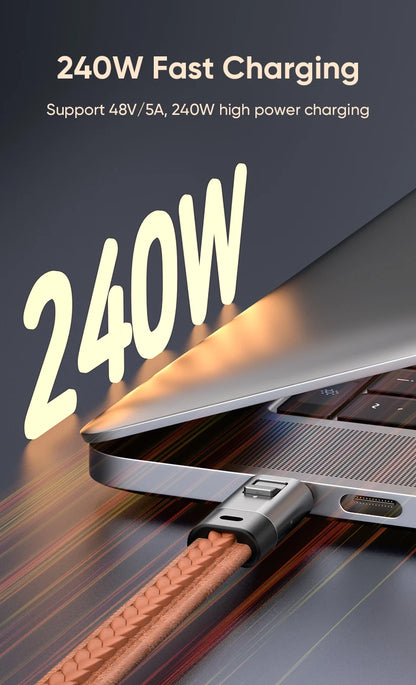 240W Mobile Fast Charging Cable Type-C to USB-C Keychain Anti Loss Hanging Rope 48V5A Short Line Laptop Tablet Charging Cable Beauty World Shop