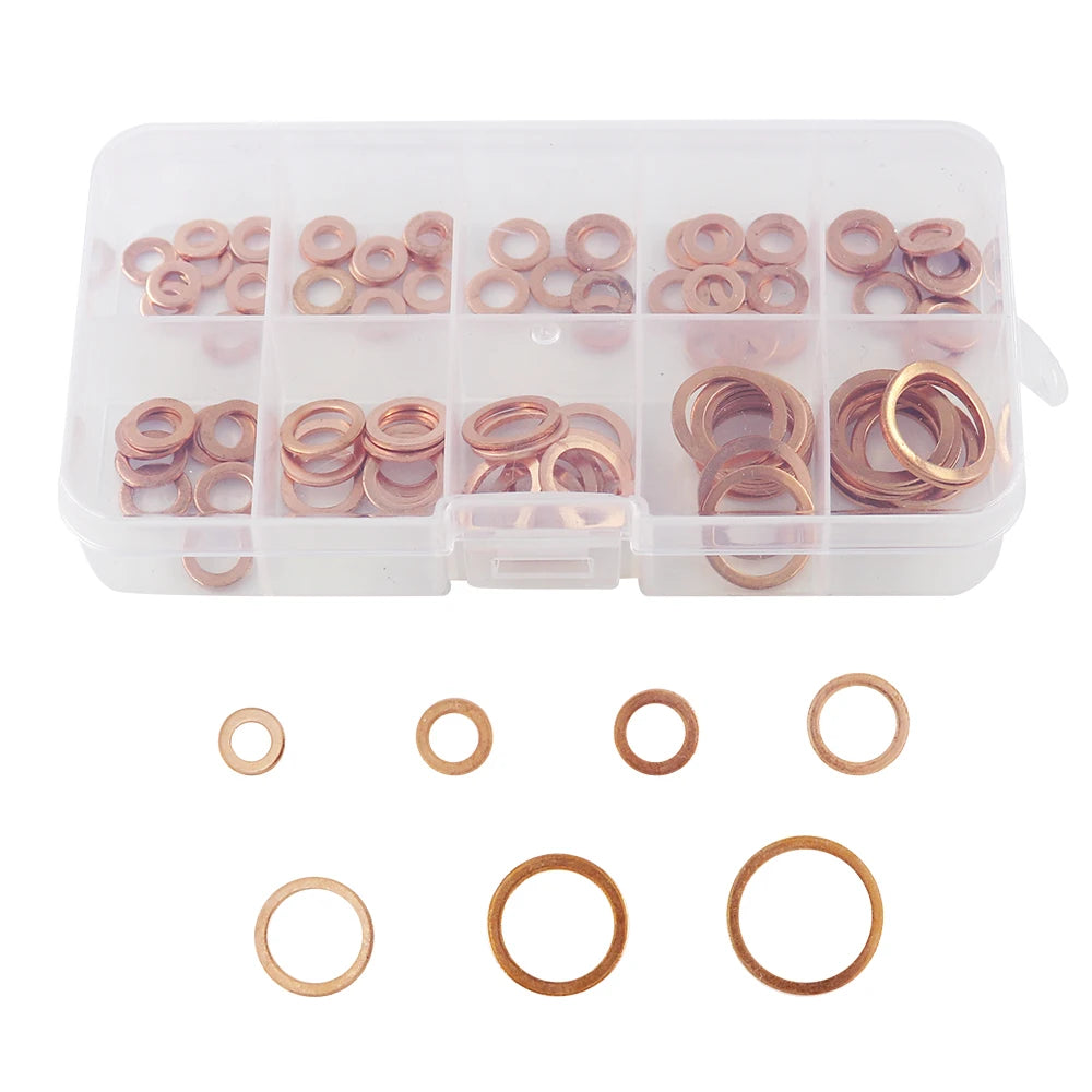 300/280/200/100Pcs Washer Copper Sealing Solid Gasket Washer Sump Plug Oil For Boat Crush Flat Seal Ring Tool 300/280/200/100Pcs Beauty Fashion