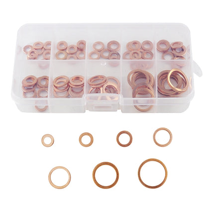 300/280/200/100Pcs Washer Copper Sealing Solid Gasket Washer Sump Plug Oil For Boat Crush Flat Seal Ring Tool 300/280/200/100Pcs Beauty Fashion