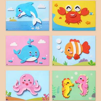 6pcs/set 3D EVA Foam Sticker DIY Cartoon Princess Animal Puzzle for Children Kids Multi-patterns Styles Toys for Children Gift Beauty World Shop