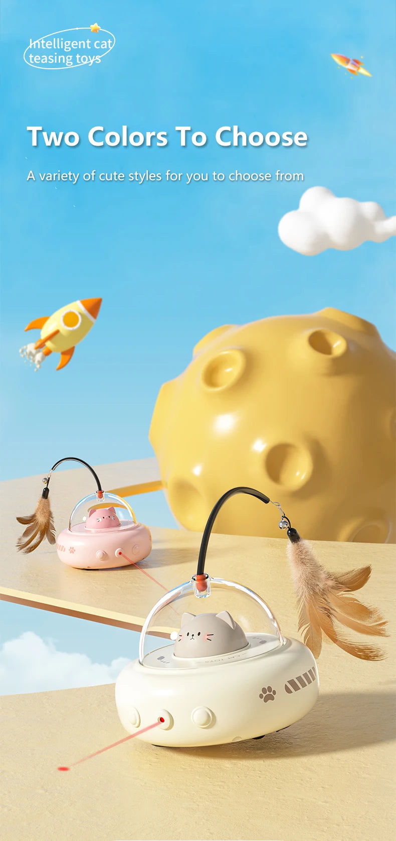 Smart Teaser Cat Toy Electric UFO Cat Teaser Stick With Bell Training Pet Toys Replaceable Feather Interactive Cat Supplies Beauty World Shop