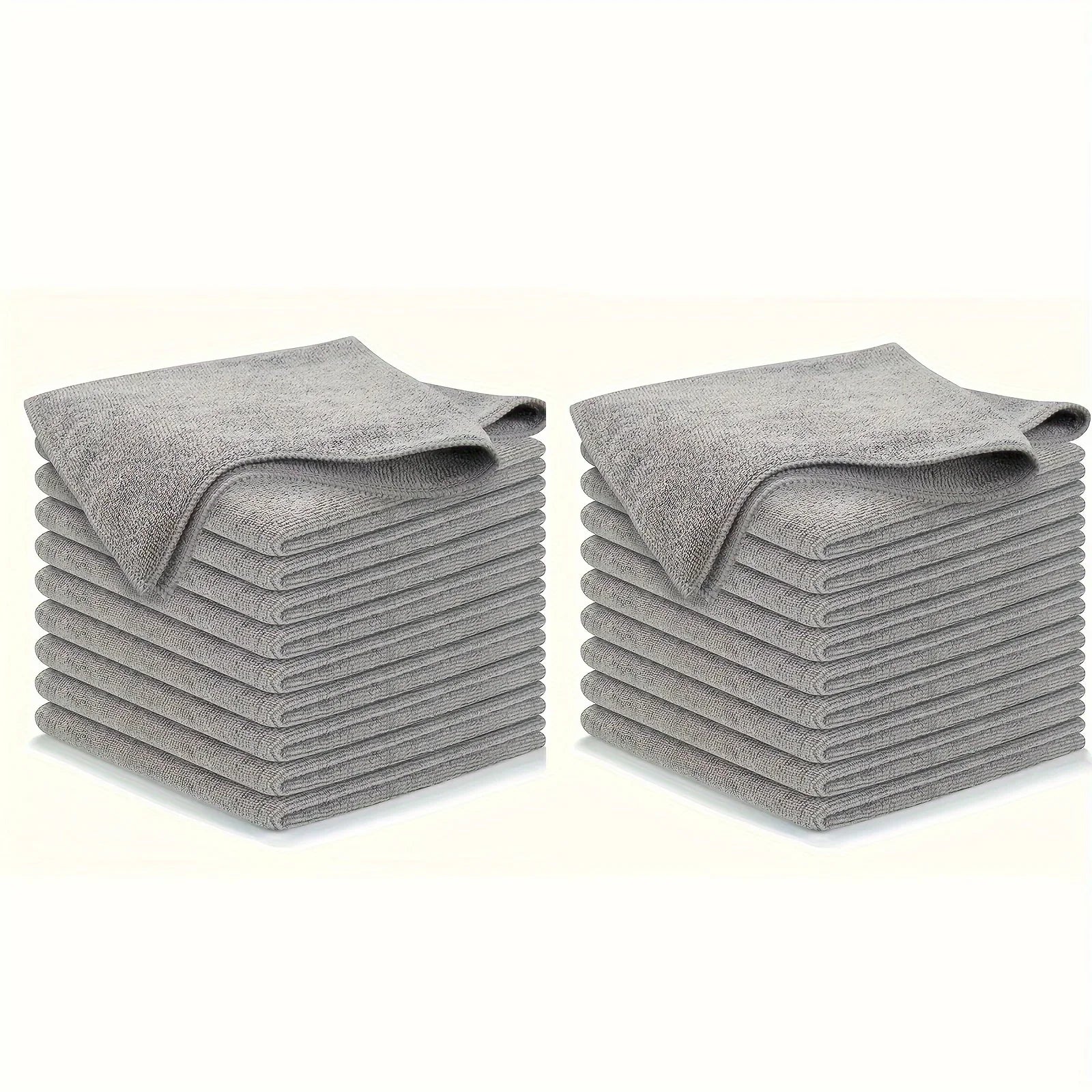 5/10/20pcs Kitchen Towel, Ultra-fine Fiber Light Gray Cleaning Cloth Set, Absorbent, Soft And Stain-removing Cloth Beauty World Shop