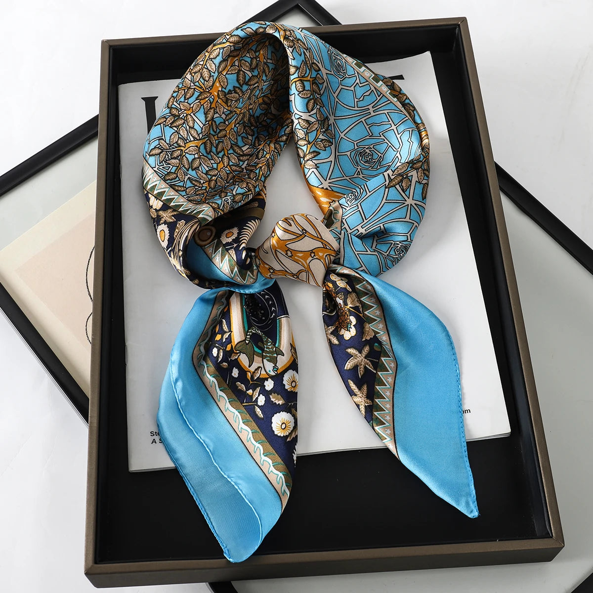 60Colors Luxury Scarf Women 70*70Cm Silk Feel Square Hair Wrapping Foulard Satin Shawl Big Size Head Bandana Hijab Handkerchief Beauty World Shop