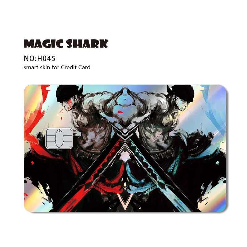 Magic Shark Luffy Zorro Ace Skull Anume Holographic Shinny Laser Sticker Film Skin for Credit Debit Card Beauty World Shop