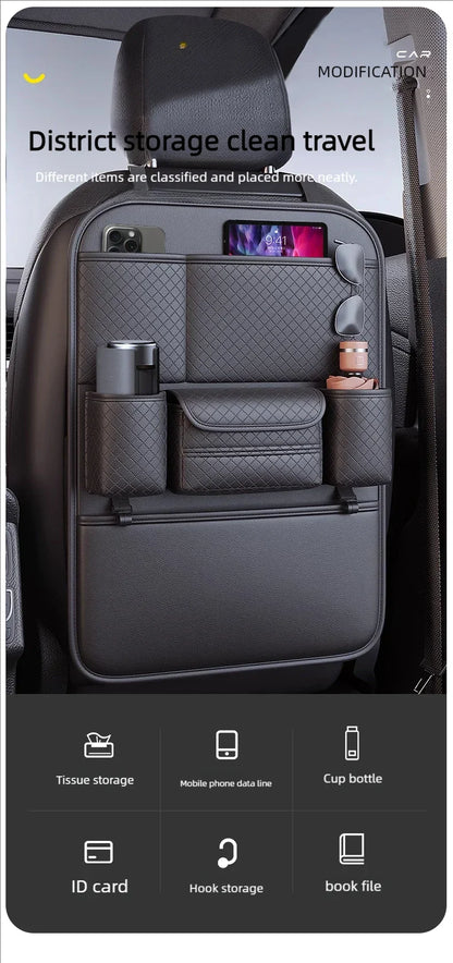 Multi-functional Car Seat Back Organizer High-Capacity Multi-Pocket Backseat Storage Bag Wear-Resistant Anti Kick Mat Beauty World Shop