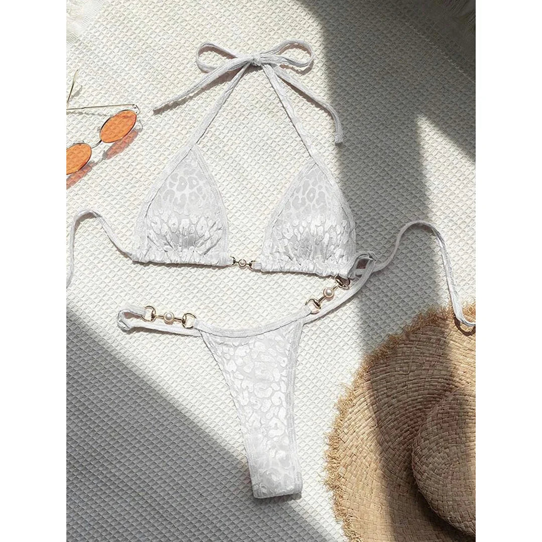 S- XL Leopard Halter Mini Micro Thong Bikini Women Swimwear Female Swimsuit Two-pieces Bikini set Bather Bathing Suit Swim V5207 Beauty World Shop