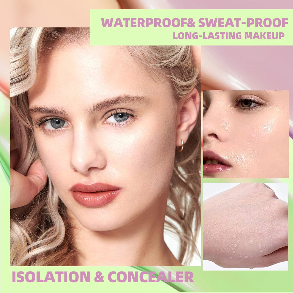 Qibest Three Color Press Release Cream Concealer Isolate Makeup Facial Base Brightening Cream Liquid Concealer Face Primer