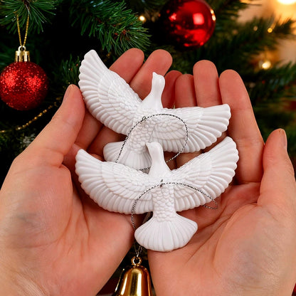 1/4pcs Resin White Dove Christmas Ornaments Xmas Tree Hanging Pendants 2026 New Year Party Home Wall DIY Decoration Kids Gifts Beauty World Shop