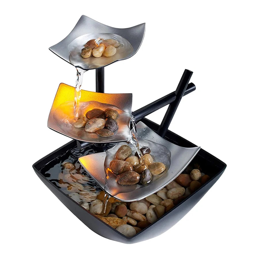 Mini Zen Tabletop Fountain - Relaxing LED Waterfall for Office Desk, Yoga Room & Feng Shui Decor Beauty World Shop