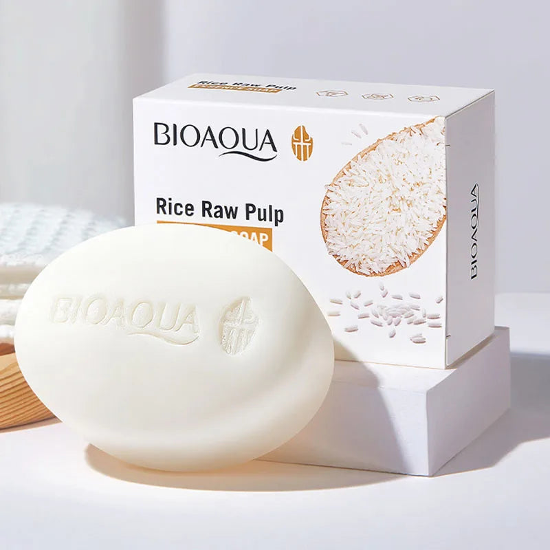 BIOAQUA White Rice Raw Pulp Facial Soap Face Wash Foam Facial Cleanser Moisturizing Oil Control Body Bathing Handmade Soap Beauty World Shop