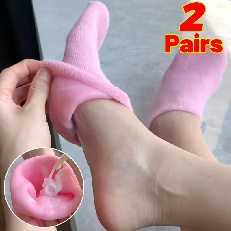 Silicone Moisturizing Mask Socks Reusable Exfoliating Anti Crack Protective Gloves Dry Dead Skin Remover Tools Hand Foot Care Beauty World Shop