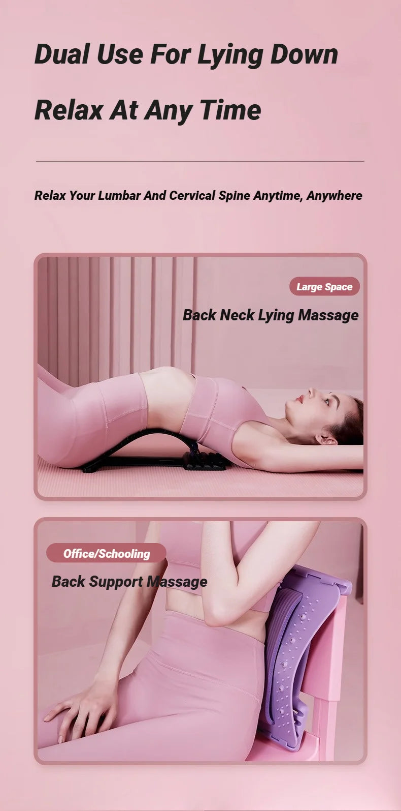 Back Stretcher Multi-Level Adjustable Massager Waist Neck Fitness Lumbar Cervical Spine Support Soothing Device Stretching Yoga Beauty World Shop