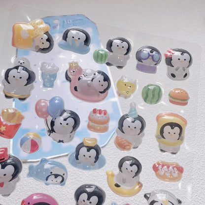 NEKONI Cute Animals Seal Bear Penguin 3D Stickers Scrapbooking DIY Journaling Stationery Diary Cute Stickers School Supply Beauty World Shop