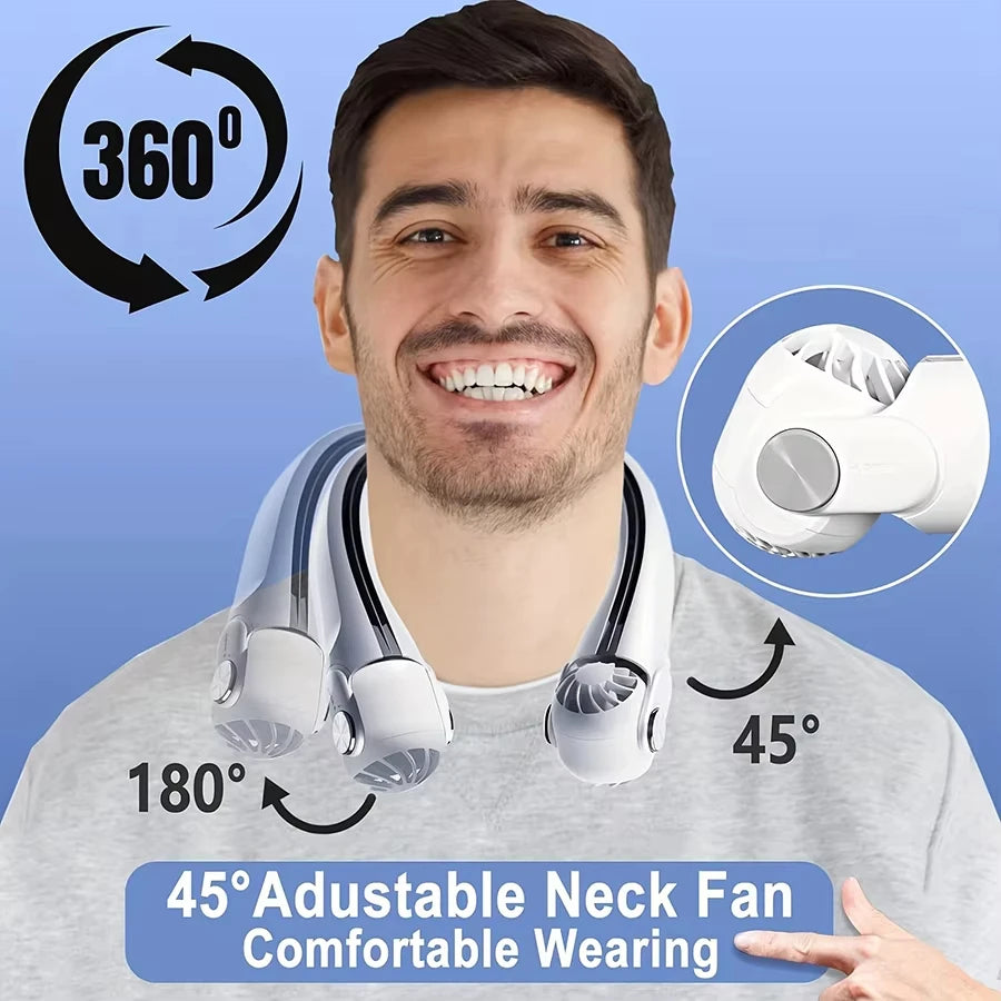Portable Neck Hanging Fan With Usb Charging Adjustable Bladeless Turbofan Bladeless Student Dormitory Home Outdoor Cooling Beauty World Shop