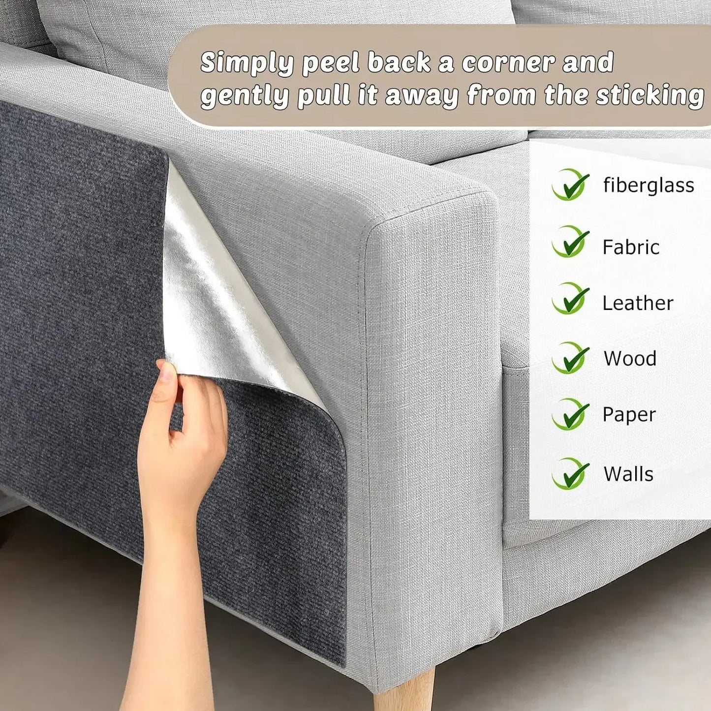 Cat Scratching Mat with Self-Adhesive Trimmable Cat Carpet Cat Scratching Carpet Corner Wall Cat DIY Scratch Furniture Protector Beauty World Shop
