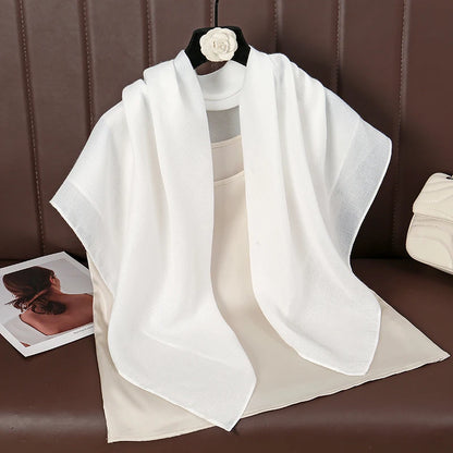 90*90cm Thin Soft Square Scarves for Women Simplicity Solid Color Cotton Linen Headscarf Muslim Female's Hijabs Bag Accessories Beauty World Shop