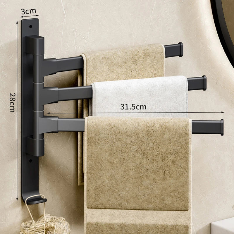 Bathroom Towel Rack Rotatable Towel Holder Space Aluminum 2/3/4/5-Bar Towel Hanger Kitchen Shelf Paper Hanging Wall Mounted Beauty World Shop