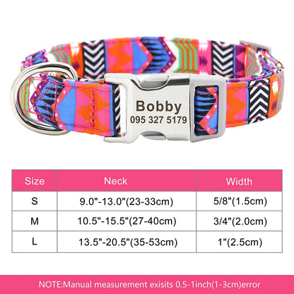 Adjustable Nylon Dog Collar Personalized Dogs Cat ID Collars With Engraved Name Buckle Anti-lost for Small Medium Large Dogs Beauty World Shop