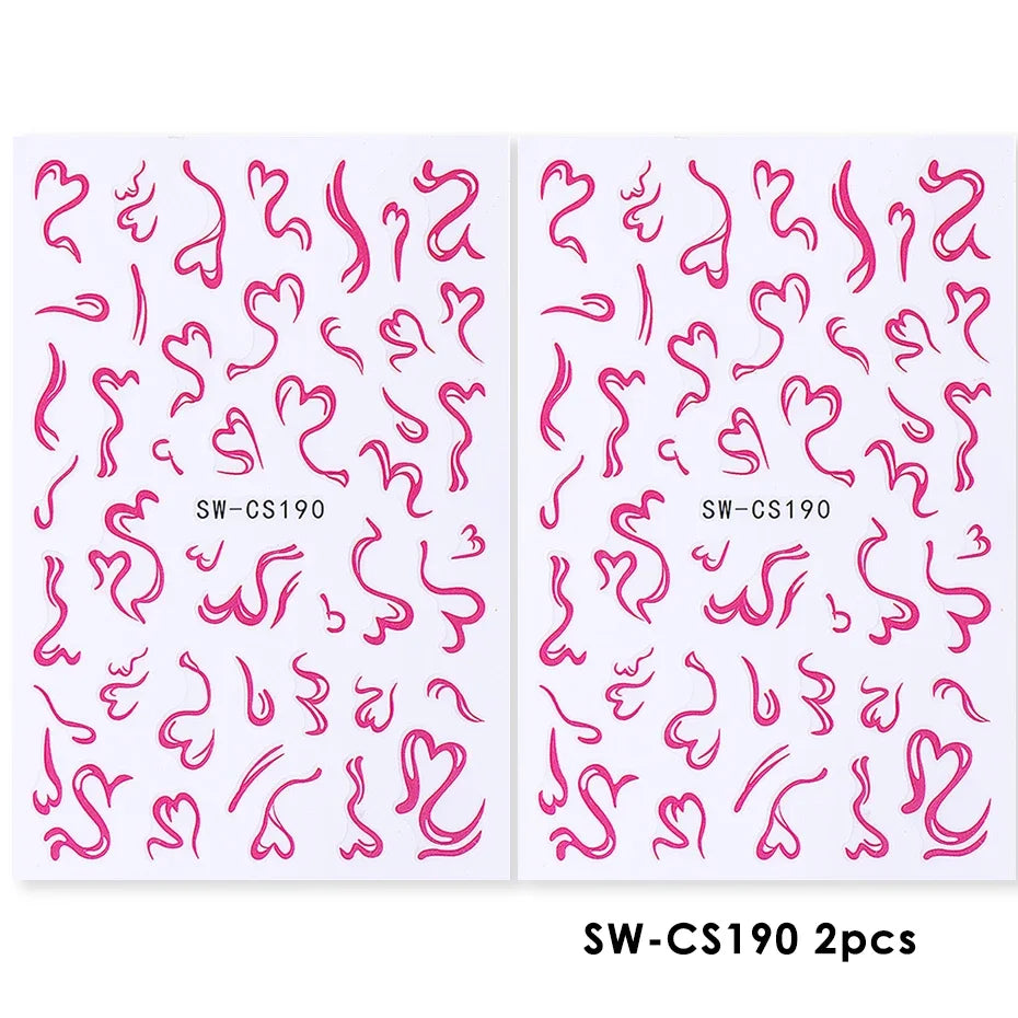 2pcs Sweet Element Nail Art Stickers Simple Flower Heart Cherry Strawberry Kawaii Decals Colorful Bow Butterfly Manicure Sliders Beauty World Shop