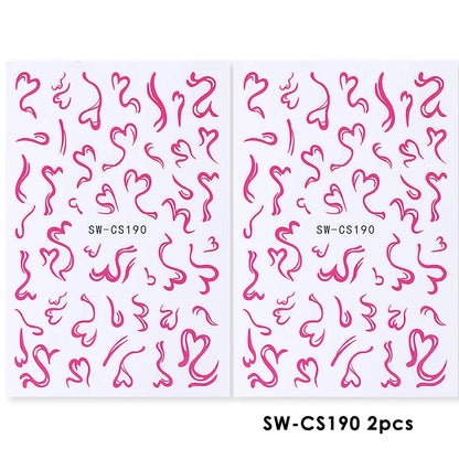 2pcs Sweet Element Nail Art Stickers Simple Flower Heart Cherry Strawberry Kawaii Decals Colorful Bow Butterfly Manicure Sliders Beauty World Shop