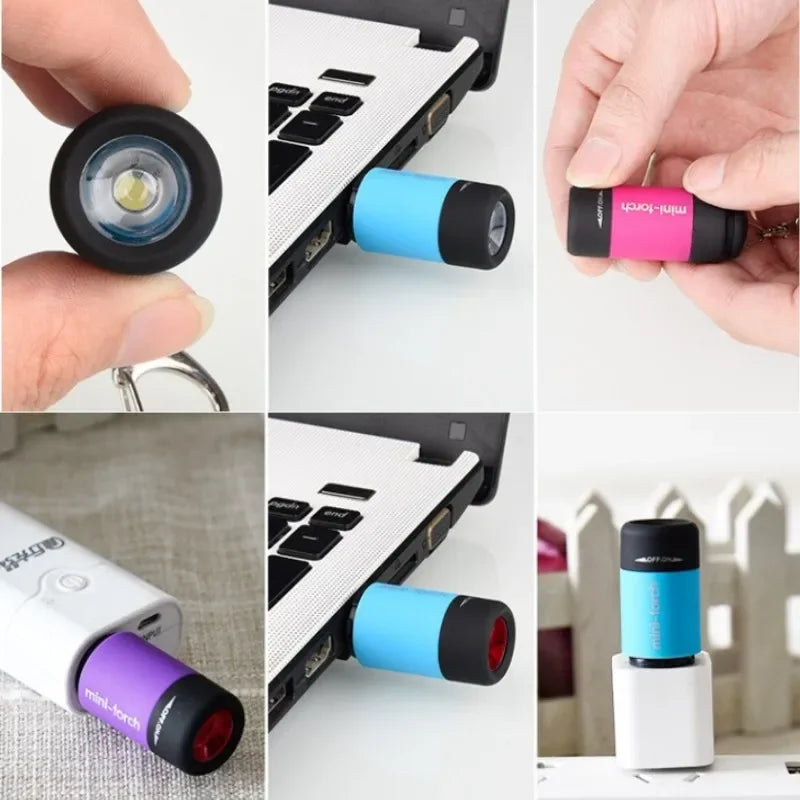 Led micro pocket flashlight portable USB rechargeable keychain flashlight waterproof home Outdoor Hiking Camping flashlight Beauty World Shop