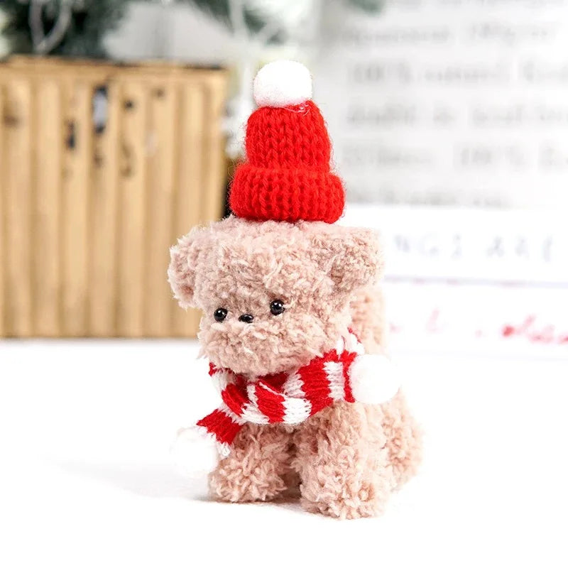 Mini Santa Knitted Hat & Scarf Small Christmas Costume for Cat Rabbit Doll Lollipop Bottle Cap DIY Xmas Party Dinner Decoration Beauty World Shop