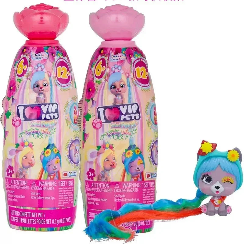 I Love Vip Pets Hairdressing Doll Pet Dog Poodle Surprise Mystery Blind Box Mousse Bottle Braided Hair Female Girls Kid Toy Gift Beauty World Shop