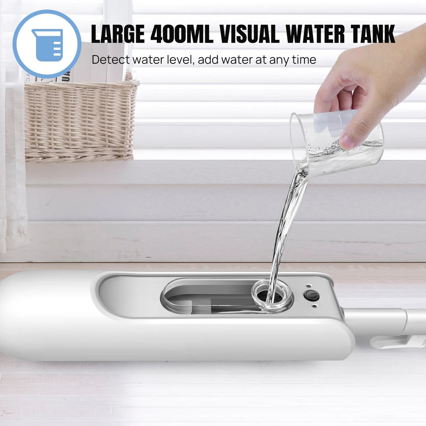 DayPlus Steam Mop & Detachable Steam Cleaner, 1500W Powerful Floor Steamer for Carpet Laminate Hardwood,2 Washable Pads, 400ml
