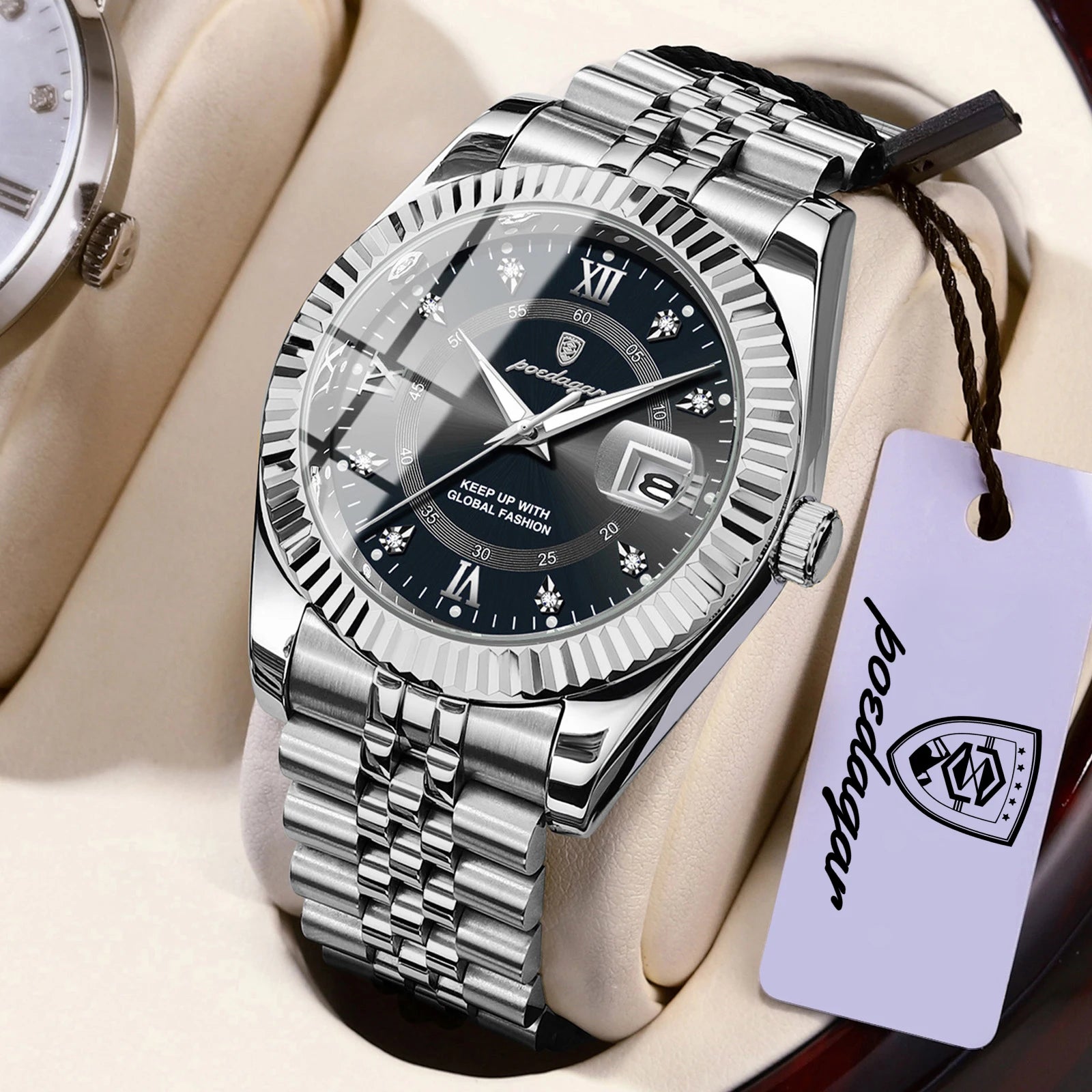 POEDAGAR Original Men Wristwatch Waterproof Luminous Date Business Man Clock Stainless Steel Quartz Military Men's Watches Reloj Beauty World Shop