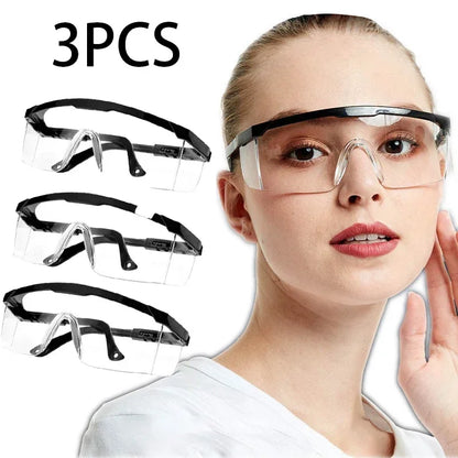 3Pcs Anti-Splash Work Safety Glasses Eye Protecting Lab Goggles Protective Industrial Wind Dust Proof Goggles Cycling Glasses Beauty Trend Shop
