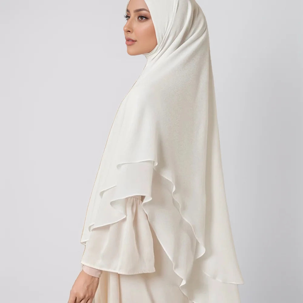 1pc Double layered Chiffon Ready to Wear Instant Hijabs Solid Headscarf Foulard Femme Musulman Shawl Wrap Bandana Beauty World Shop