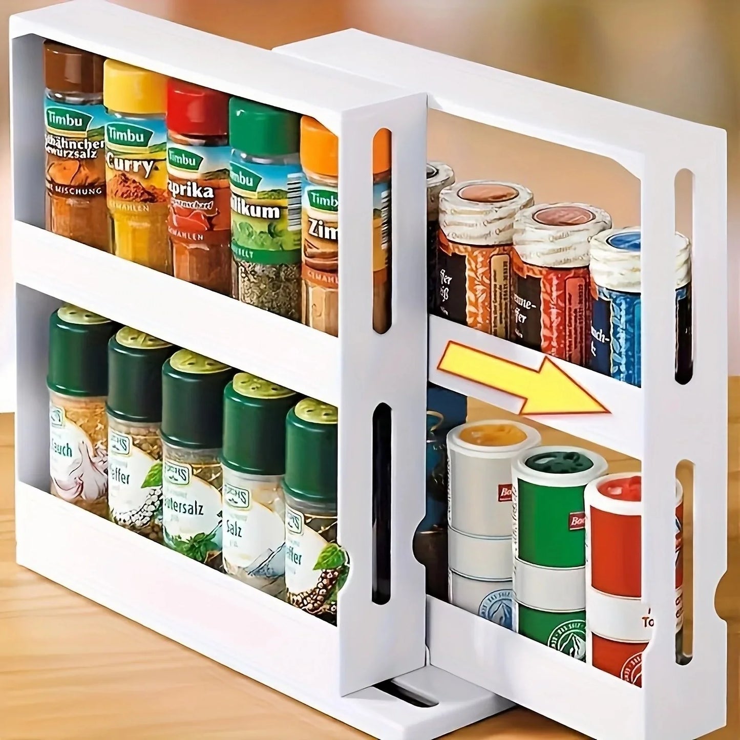 1 PC spice storage rack,90 degree swivel item storage rack, countertop 2 tier storage rack,small storage and organizer rack Home Accessories Store