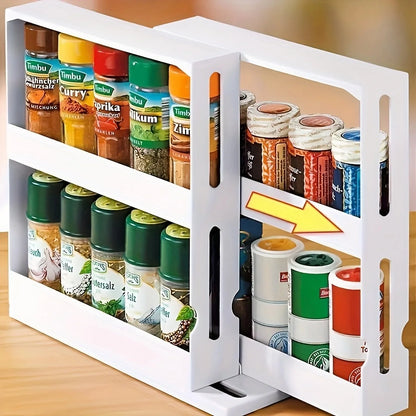 1 PC spice storage rack,90 degree swivel item storage rack, countertop 2 tier storage rack,small storage and organizer rack Home Accessories Store