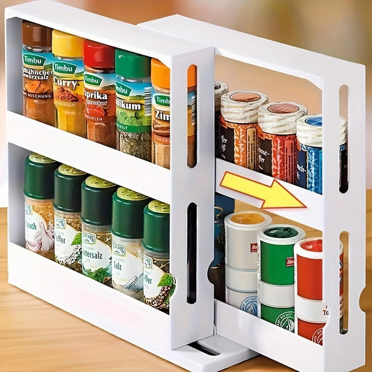 1 PC spice storage rack,90 degree swivel item storage rack, countertop 2 tier storage rack,small storage and organizer rack Home Accessories Store