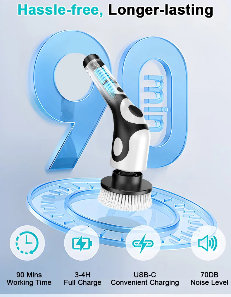 HOMEFISH Multifunctional Electric Cleaning Brush Voice Rechargeable Smart Rotary Cleaning Brush Kitchen Cleaning Brush Beauty World Shop