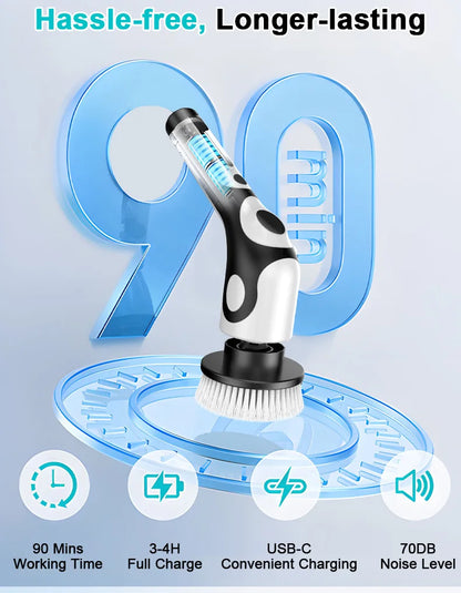 HOMEFISH Multifunctional Electric Cleaning Brush Voice Rechargeable Smart Rotary Cleaning Brush Kitchen Cleaning Brush Beauty World Shop
