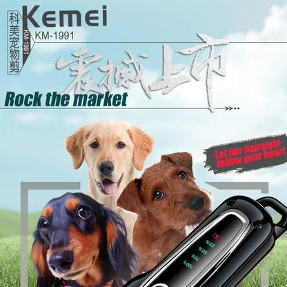 Kemei Rechargeable Professional Dog Hair Trimmer for Cat Cutter Grooming Machine Hair Remover Animal Hair Clipper for Pet Beauty Trend Shop