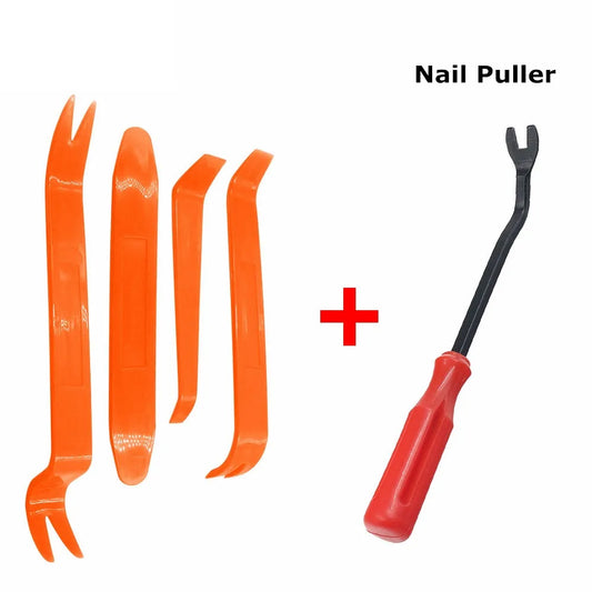 4pcs/Set Portable Car Panel Removal Tool Kit Nail Puller Radio Audio Door Pry Repair Clip Trim Dash Removal Installer Hand Tool Beauty World Shop