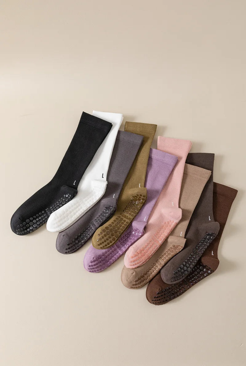 Professional Yoga Socks Women Silicone Non-slip Solid Color Pilates Socks Cotton Breathable Floor Gym Fitness Dance Sports Socks Beauty World Shop
