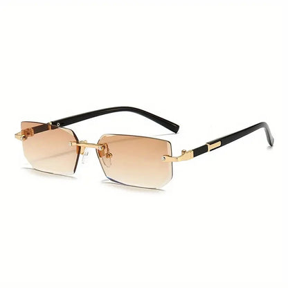 Rimless Sunglasses Rectangle Fashion Popular Women Men Shades Small Square Sun Glasses For Female male Summer Traveling Oculos Beauty World Shop