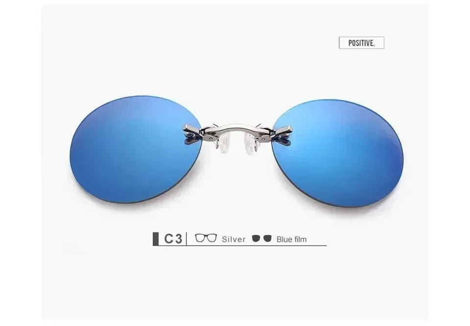  VIEWRING1-2PCS Clip On Nose Glasses Round Rimless Matrix Morpheus Sunglasses Mini Frameless Vintage Men Eyeglasses Beauty World Shop