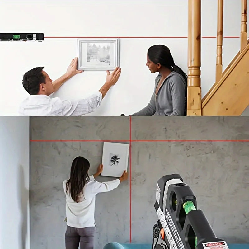 HOMEFISH Easy to Use Laser Level Line Tool Multipurpose Laser Level Kit Standard Cross Line Lase 8 Feet Measure Tape Ruler Beauty World Shop