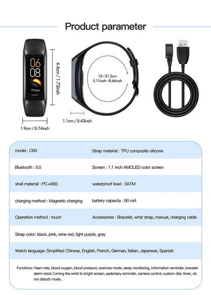 LIGE Amoled Smart Watch Men 2023 Smart Band Women Heart Rate Blood Smartwartch Waterproof Smart Bracelet Sport Fitness Tracker Beauty World Shop