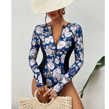 2026 Surfing Sport Swimsuit Long Sleeves Women One Piece Swimsuit  Swimwear Solid Monokini Bathing Suit Tropical Bodysuit Female Beauty World Shop