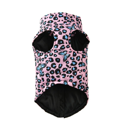 Dog Jacket Winter Warm Clothes For Small Medium Dogs Cats Leopard Print Pet Puppy Coat With D-ring Chihuahua Yorkie Pug Outfits