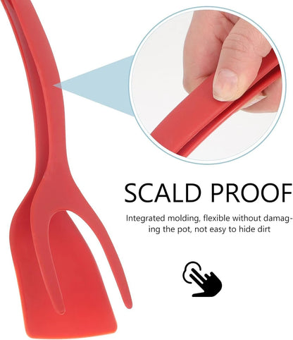 New 2 in 1 Grip Flip Spatula Tongs Egg Flipper Spatula Nylon Non Stick Coating Pancake Fish French Toast Omelet Making Tool Beauty World Shop
