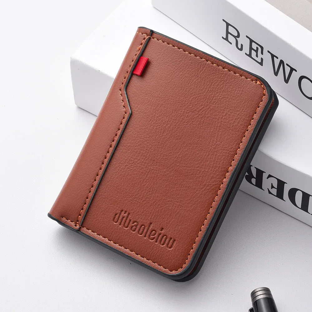 1Pc New Ultra-thin Mini Soft PU Leather Credit Card Wallet Holder Short Vertical High Quality Men's Wallet Beauty World Shop