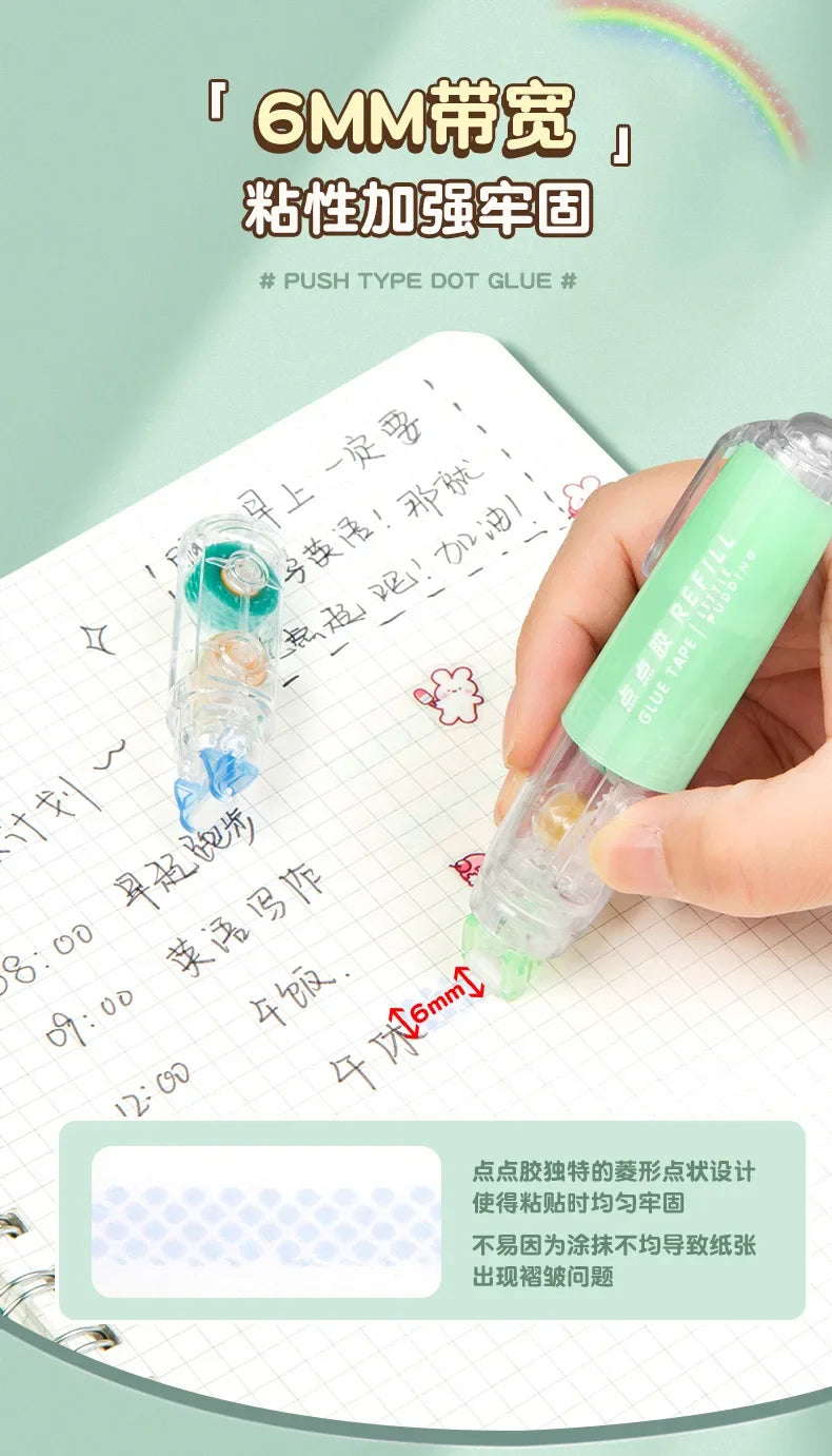Journamm 5m*6mm Cute Dots Glue Tape DIY Scrapbooking Collage Photo Album School Stationery Double Sided Adhesive Roller Tape Beauty World Shop