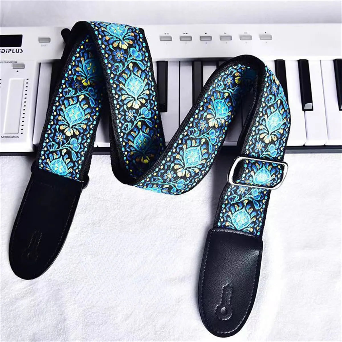 Embroidered Print Guitar Strap Vintage Ethnic Style Adjustable Strap for Folk Electric Guitar Bass Ukulele Guitar Accessories Beauty World Shop