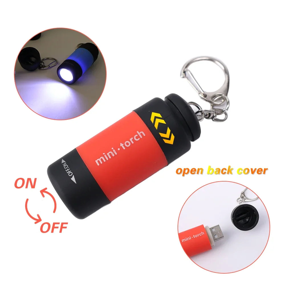 Led micro pocket flashlight portable USB rechargeable keychain flashlight waterproof home Outdoor Hiking Camping flashlight Beauty World Shop